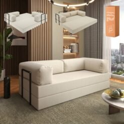 Sofá Cama Light 1,80 m (Expansível) Bouclé Bege 07 – PLUFF SOFÁ NA CAIXA