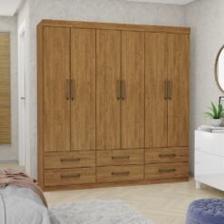 Guarda-Roupa 6 Portas(Sem Espelho/Sem Pés)Dallas 1,53 m Cinamomo - CARIOCA MÓVEIS
