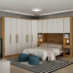 Modulado Casal/Queen 7 módulos Rizon (Dois Módulos 2 Pts + Dois Criado + Módulo 1 Pt + Canto Oblíquo + Aéreo 1.67) Cumaru/Fendi - NOVO HORIZONTE