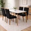 Mesa Capri 120 (C/Vidro) Cinamomo/Off White com 4 Cadeiras Las Vegas Veludo Preto 13 – MÓVEIS VALVERDE + OURO DECOR