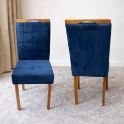 Kit 2 Cadeiras Las Vegas Veludo Azul 24 - OURO DECOR