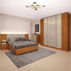 Guarda-Roupa + Cômoda Barcelona/Montserrat + Cabeceira Casal/Queen Cinamomo/Off White – TCIL