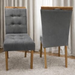 Kit 2 Cadeiras Ametista Veludo Cinza Grafite – KM DECOR