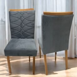 Kit 2 Cadeiras Safira Mel/Veludo Cinza Grafite 102 - WM DECOR