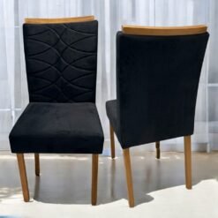 Kit 2 Cadeiras Safira Veludo Preto - WM DECOR