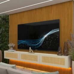 Home Suspenso até 85" Supremo Ripado 218 Naturale com Nicho Native Off White - GELIUS