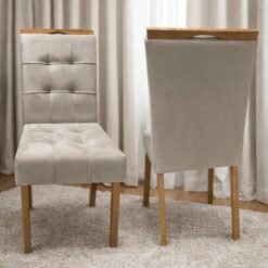 Kit 2 Cadeiras Ametista Veludo Bege – KM DECOR