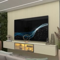 Home Suspenso até 85" Supremo Ripado 218 Off White com Nicho Luminare Off White - GELIUS