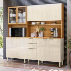Kit Cozinha Amora 1,98 m Cinamon Touch/Off White - DEMÓBILE