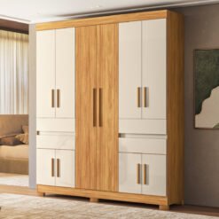 Guarda-Roupa 10 Portas Vizanno 1,80 m Cinamon Touch/Off White - DEMÓBILE