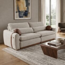Sofá Cama Retrátil Victoria 2,30 m Linho Bege - ARCA ESTOFADOS