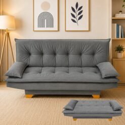 Sofá Cama Veneza 1,88 m Veludo Cinza 195 - TOP ESTOFADOS