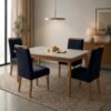 Mesa Atos 100 (Tampo 18 mm) Mel/Off White com 4 Cadeiras Las Vegas Veludo Preto 13 – VIEIRA DECOR + OURO DECOR