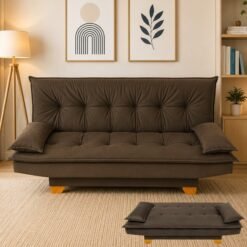 Sofá Cama Veneza 1,88 m Veludo Marrom 193 - TOP ESTOFADOS