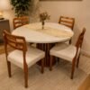 Mesa Lavanda BA45 135 Canela/Off White com 4 Cadeiras Turquia Mel/Linho Palha 311A – KAPPESBERG + HR MOVELARIA