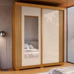 Guarda-Roupa 2 Portas Athena 1,80 m (C/Espelho) Cinamomo/Off White/Cinamomo – ACP MÓVEIS