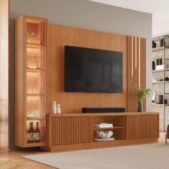 Home Theater até 75″ Arezzo New (C/LED Cascata) + Módulo Cristaleira Dominus Naturale – MAVAULAR