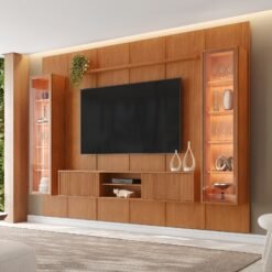 Painel até 75″ Dominus 2,79 m Naturale + Rack Dominus Naturale + Duas Cristaleiras Dominus Naturale – MAVAULAR