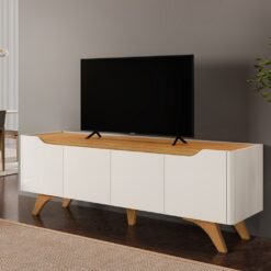 Rack até 75" Atenas 1.8 Off White/Naturale - MAVAULAR