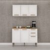 Armário Aéreo Triplo + Balcão New Valência Branco/Cinamomo - SALLÊTO