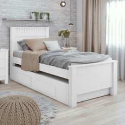 Cama Solteiro Athenas com Auxiliar Branco – LOPAS