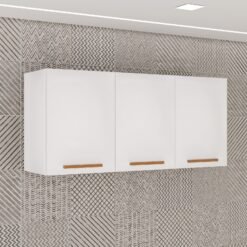 Armário Aéreo Triplo New Valência Branco/Cinamomo - SALLÊTO