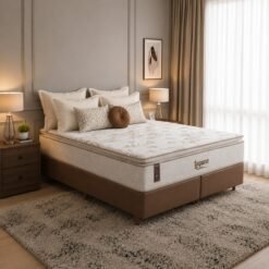 Colchão Queen Laguna Plus 28 cm D26 Molas Ensacadas + Base Simples Corino Marrom – KING KONFORT COLCHÕES + BIOSTAR