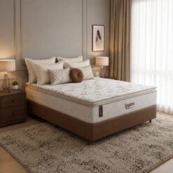 Colchão Casal Laguna Plus 28 cm D26 Molas Ensacadas + Base Simples Corino Marrom – KING KONFORT COLCHÕES + BIOSTAR