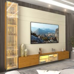 Home Suspenso até 85″ Luminare Reflecta com Uma Torre 255 Off White/Naturale – GELIUS (ESPECIAL)
