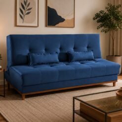 Sofá Cama Catânia 1,88 m Veludo Azul 06 - MDP ESTOFADOS