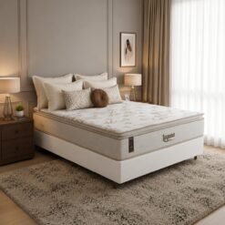 Colchão Casal Laguna Plus 28 cm D26 Molas Ensacadas + Base Simples Corino Branco – KING KONFORT COLCHÕES + BIOSTAR