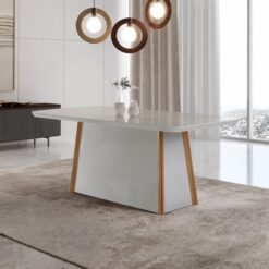 Mesa Tilia 180 Canto Copo Off White/Off White/Naturale – RUFATO