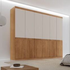 Guarda-Roupa 6 Portas San Andres 2,20 m Naturale/Off White - RUFATO