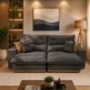 Sofá Retrátil e Reclinável Grambelo/Gran Bello 2,50 m Veludo Cinza 09 – D SALA DECOR ESTOFADOS