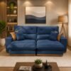 Sofá Retrátil e Reclinável Grambelo/Gran Bello 2,00 m Veludo Azul 07 – D SALA DECOR ESTOFADOS