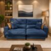 Sofá Retrátil e Reclinável Grambelo/Gran Bello 2,30 m Veludo Azul 07 – D SALA DECOR ESTOFADOS