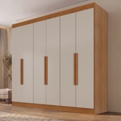 Guarda-Roupa 6 Portas Roma 1,77 m Cinamomo/Off White - SALLÊTO