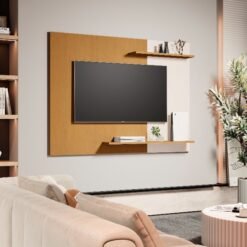Painel até 50" Mênfis Cedro/Off White - SAL MOVELARIA