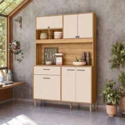 Kit Cozinha Erva Doce 120 Freijó/Off White Cristal - NICIOLI
