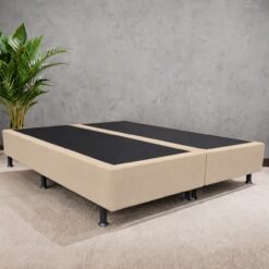 Base Box Queen Simples Corino Bege – ALTO NÍVEL CAMAS E COLCHÕES